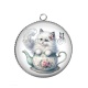 Pendentif Cabochon Argent - chat