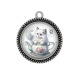 Pendentif Cabochon Argent - chat