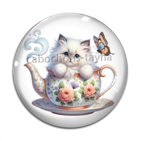 Cabochon Verre - chat