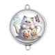 Connecteur Cabochon Argent - chat