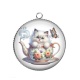 Pendentif Cabochon Argent - chat