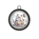 Pendentif Cabochon Argent - chat