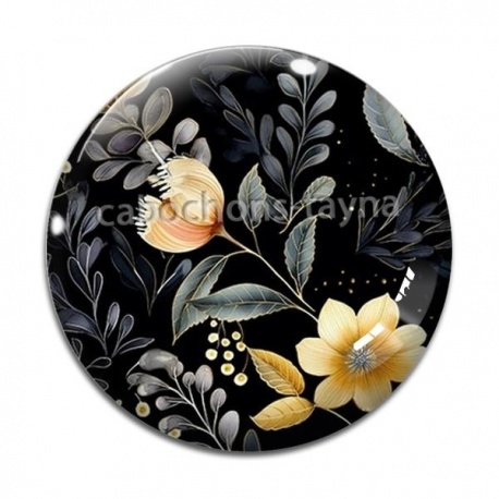 Cabochon Verre - fleur jaune