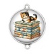 Connecteur Cabochon Argent - chat