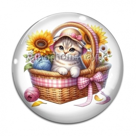 Cabochon Verre - chat