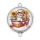 Connecteur Cabochon Argent - chat