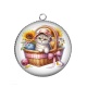Pendentif Cabochon Argent - chat
