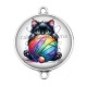 Connecteur Cabochon Argent - chat