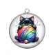 Pendentif Cabochon Argent - chat