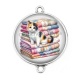 Connecteur Cabochon Argent - chat
