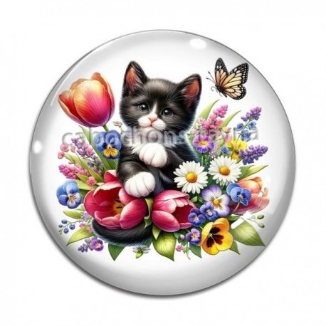 Cabochon Verre - chat