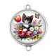 Connecteur Cabochon Argent - chat