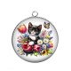 Pendentif Cabochon Argent - chat