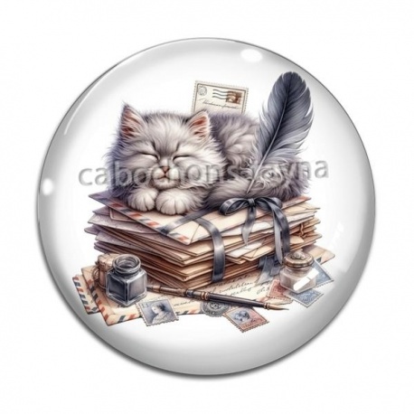 Cabochon Verre - chat