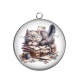 Pendentif Cabochon Argent - chat