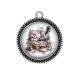 Pendentif Cabochon Argent - chat