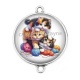 Connecteur Cabochon Argent - chat