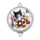 Connecteur Cabochon Argent - chat