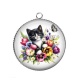 Pendentif Cabochon Argent - chat