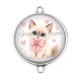 Connecteur Cabochon Argent - chat