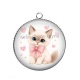 Pendentif Cabochon Argent - chat