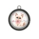 Pendentif Cabochon Argent - chat