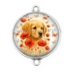 Connecteur Cabochon Argent - chien coquelicot