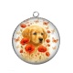 Pendentif Cabochon Argent - chien coquelicot