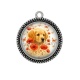 Pendentif Cabochon Argent - chien coquelicot