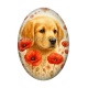 Cabochon Résine Ovale - chien coquelicot