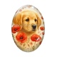 Cabochon Verre Ovale - chien coquelicot