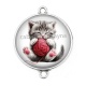 Connecteur Cabochon Argent - chaton