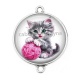 Connecteur Cabochon Argent - chaton