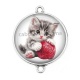 Connecteur Cabochon Argent - chaton