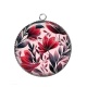 Pendentif Cabochon Argent - fleur et feuille