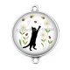 Connecteur Cabochon Argent - chat
