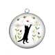 Pendentif Cabochon Argent - chat