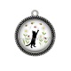 Pendentif Cabochon Argent - chat