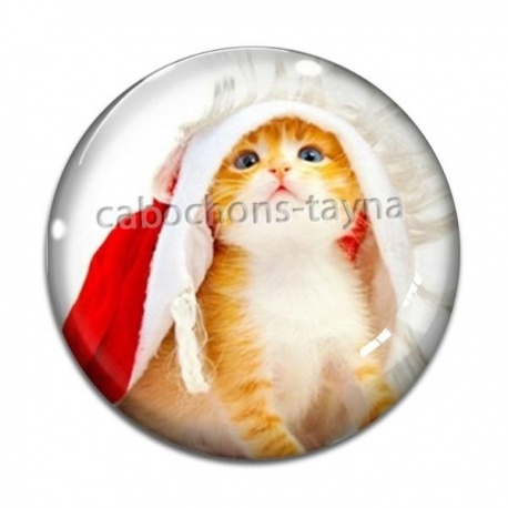 Cabochon Verre - chat de noël
