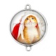 Connecteur Cabochon Argent - chat de noël