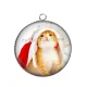 Pendentif Cabochon Argent - chat de noël