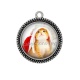 Pendentif Cabochon Argent - chat de noël