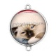 Connecteur Cabochon Argent - chat de noël