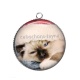 Pendentif Cabochon Argent - chat de noël