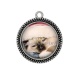 Pendentif Cabochon Argent - chat de noël
