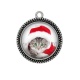 Pendentif Cabochon Argent - chat de noël
