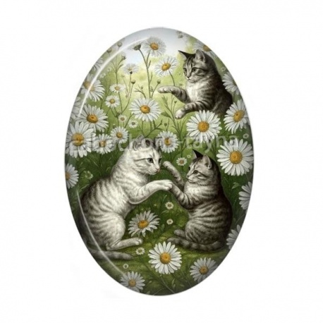 Cabochon Résine Ovale - chat