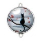 Connecteur Cabochon Argent - chat
