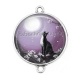 Connecteur Cabochon Argent - chat