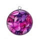 Pendentif Cabochon Argent - fleur et feuille